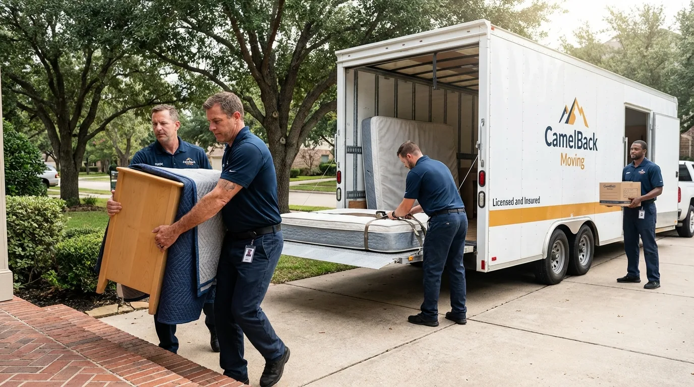 Crew loading residential truck for cross-state move from Harleigh, PA